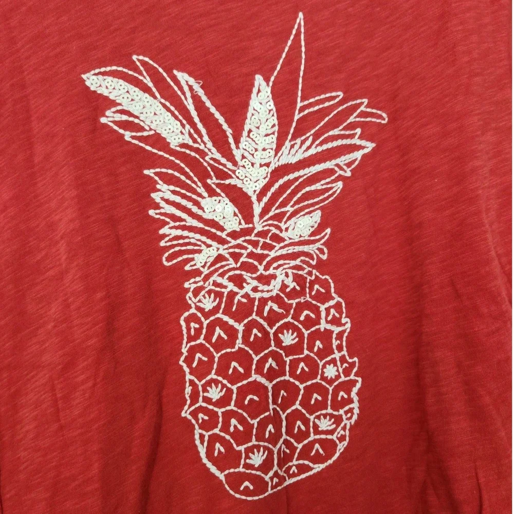 Women's J Crew Collectors Tee with Off White Embroidered Sequins Pineapple Small